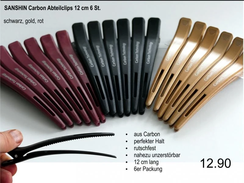 SANSHIN Carbon Abteilclips 12 cm,  6 St.