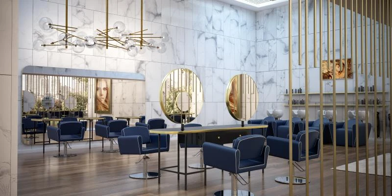 BLUESCHAIR, Friseurstuhl mit feststellbarer Hydraulikpumpe und Roto Fuß.