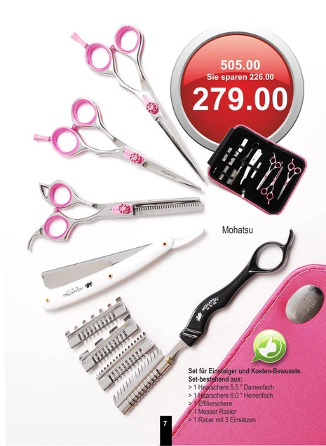 LC-Set 11 teilig, PINK, Haarscheren, Messer, Racer