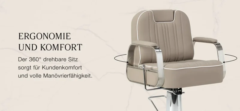 Friseurstuhl Rudolfo – für Coiffeure, Barber & Kosmetik-Beige