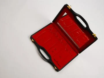 Holz BOX schwarz 8 Inhalt Scheren und Zubehör mit und ohne Spieg