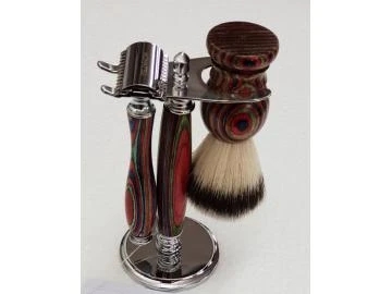 Rasier Set mit Pinsel und Halter, Mulitcolor Holz