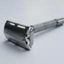 Rasier Set mit Pinsel braun und Halter, silber Holz