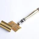 Rasier Set mit Pinsel braun und Halter, gold
