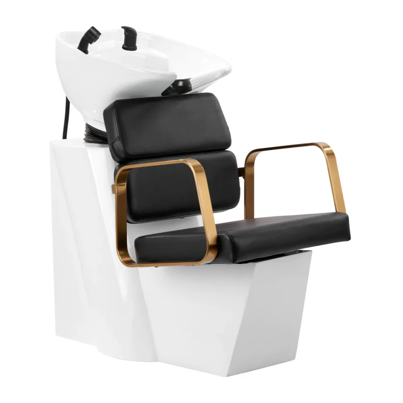 Friseurwaschstation Porta Friseurstuhl schwarz-gold
