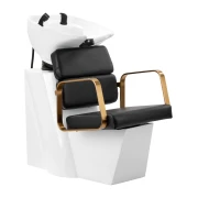 Friseurwaschstation Porta Friseurstuhl schwarz-gold