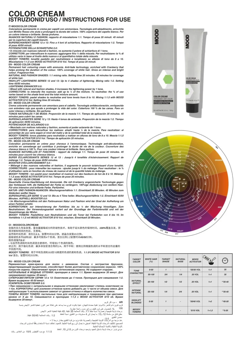 MOOD COLOR CREAM + MOODY TONERS FARBKARTE