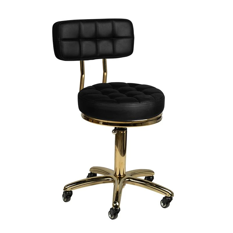 Rollhocker Coiffeur-Kosmetikhocker Gold mit Rückenlehne