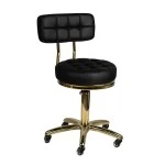 Rollhocker Coiffeur-Kosmetikhocker Gold mit Rückenlehne