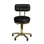 Rollhocker Coiffeur-Kosmetikhocker Gold mit Rückenlehne