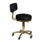 Rollhocker Coiffeur-Kosmetikhocker Gold mit Rückenlehne