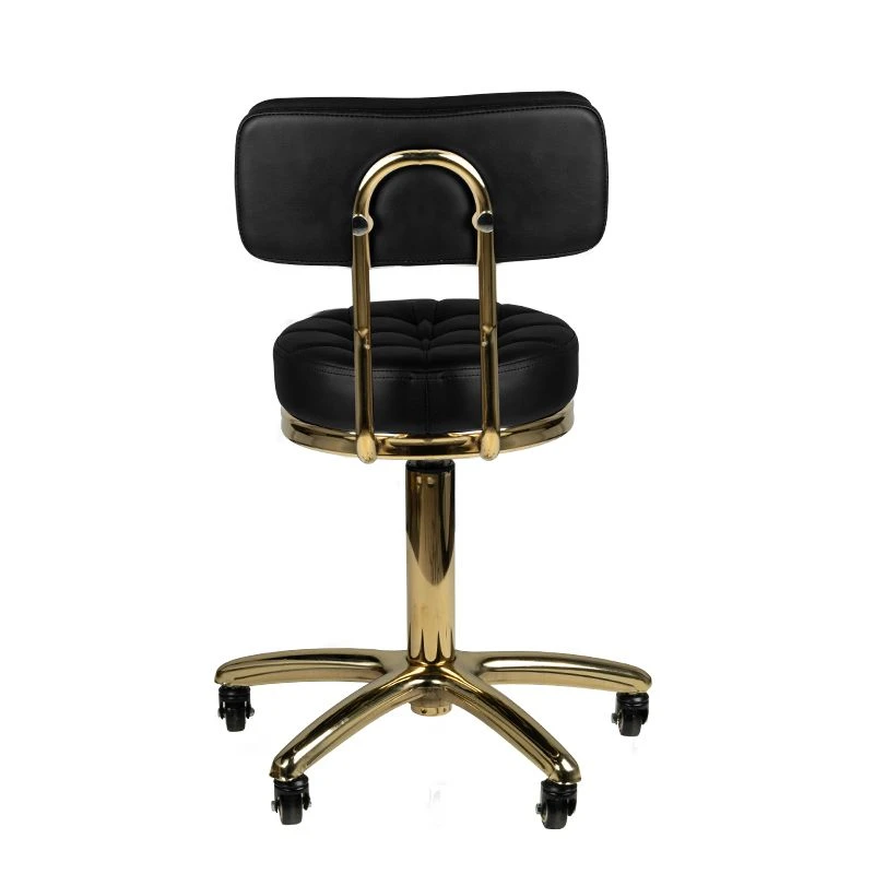 Rollhocker Coiffeur-Kosmetikhocker Gold mit Rückenlehne