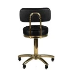 Rollhocker Coiffeur-Kosmetikhocker Gold mit Rückenlehne
