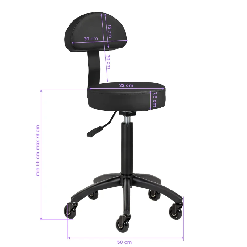 Rollhocker DORA – Mobil & ergonomisch für Salon, Studio & Praxis- SCHWARZ