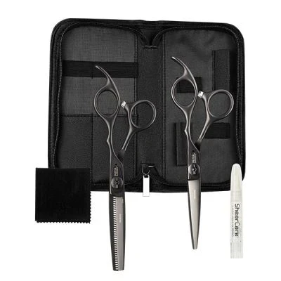 2er Set Olivia Garden  Haarschere SilkCut PRO Matt Black